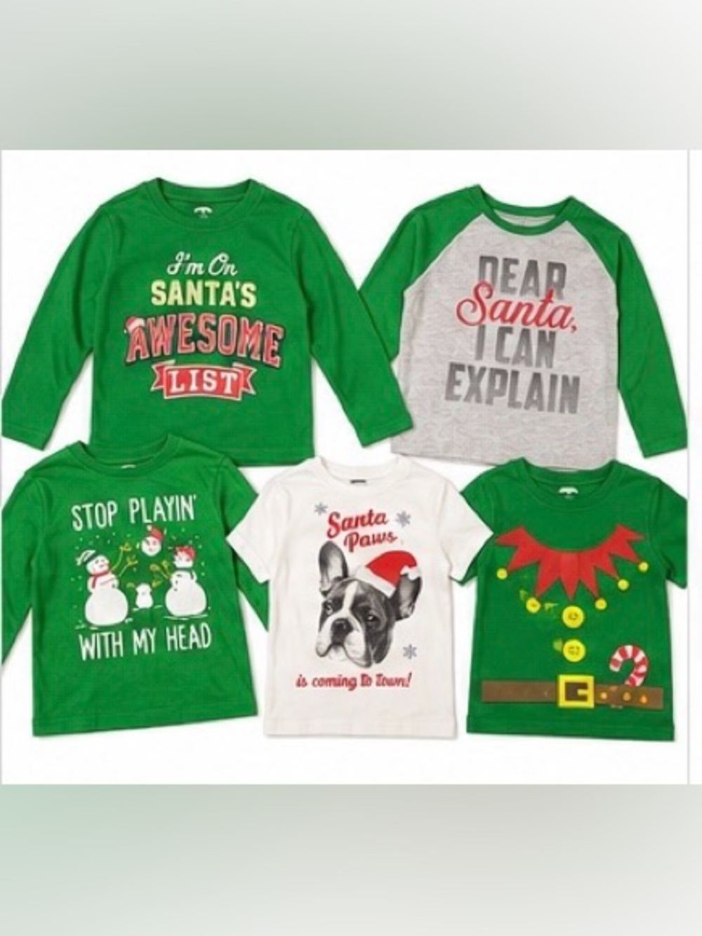 Kids Christmas Shirt 5PC Lot Bundle Size 4/5 Small Holiday Graphic Tops Festive